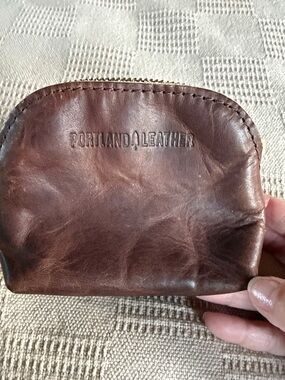 Portland Leather Brown Leather Travel Zip Pouch